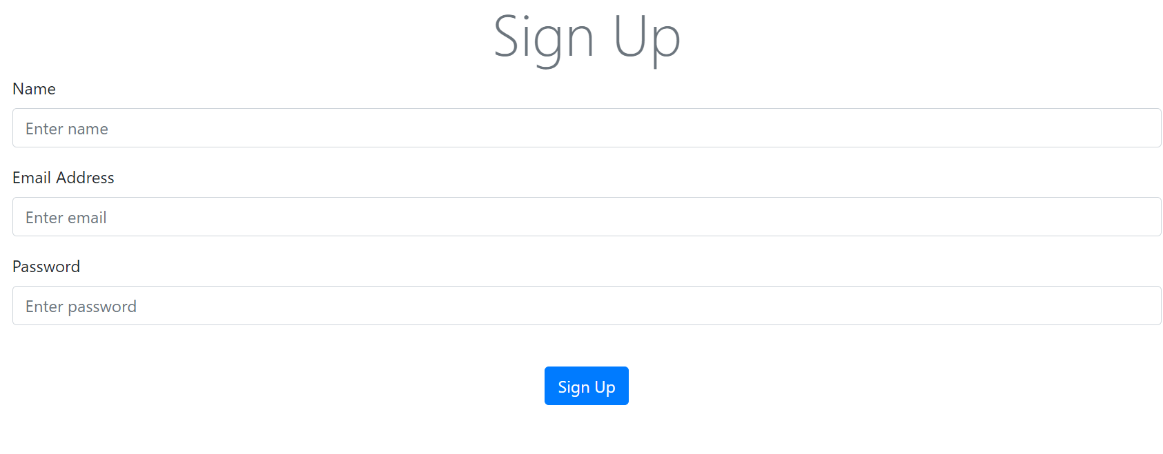 Sign up page